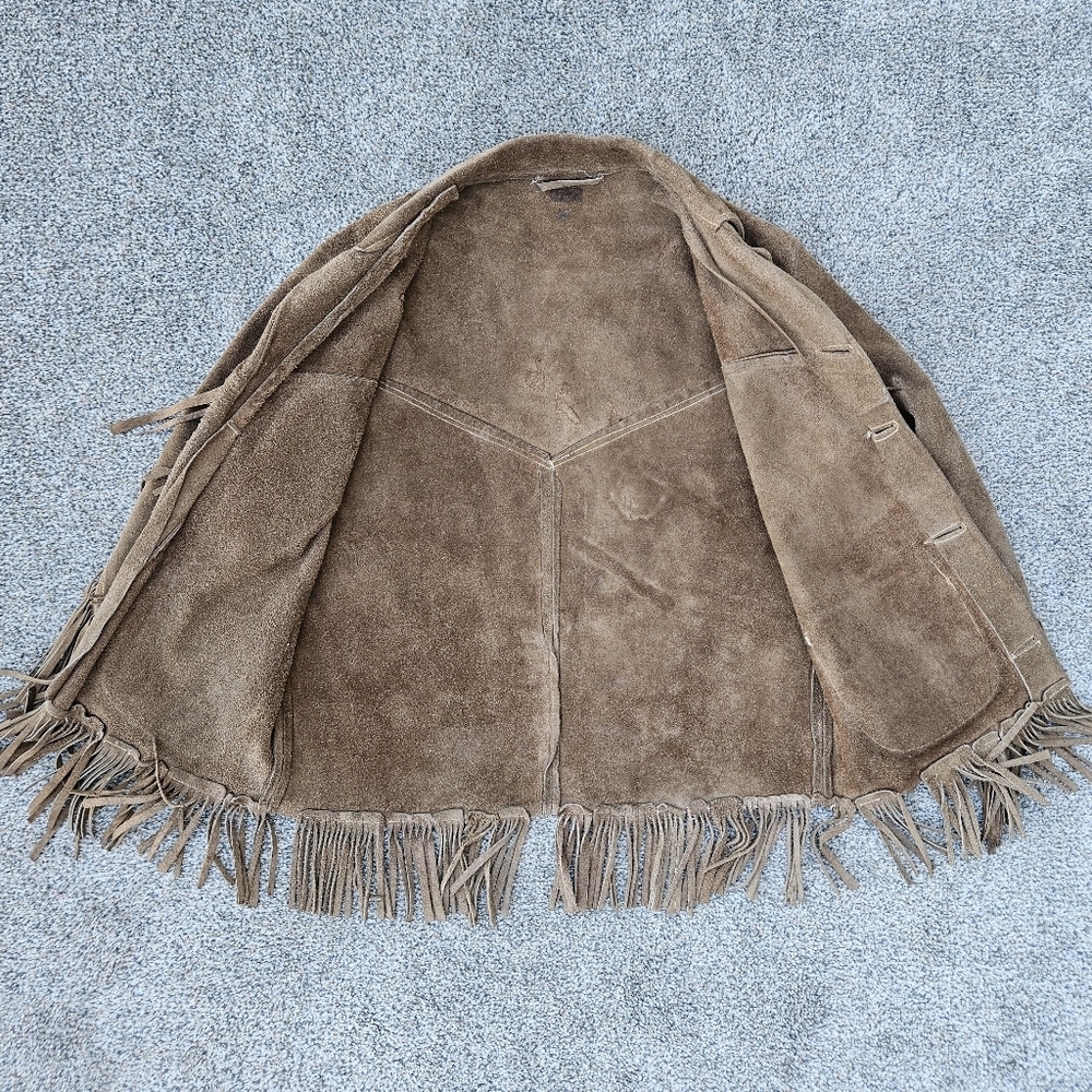 Vintage 1950s 1960s Suede Leather Fringe Western Jacket Brown Cowgirl Size M L - Picture 8 of 17